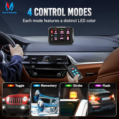 MICTUNING P1Y 6 Gang Switch Panel, Remote and APP Control, Up to 230FT - size: RGB 6 Gang(APP+Remote Control)