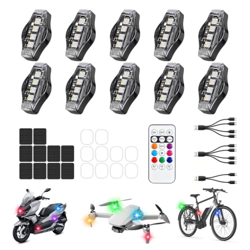 10PCS Wireless LED Strobe Lights High Bright Anti Collision Warning Light - size: 10-in-1