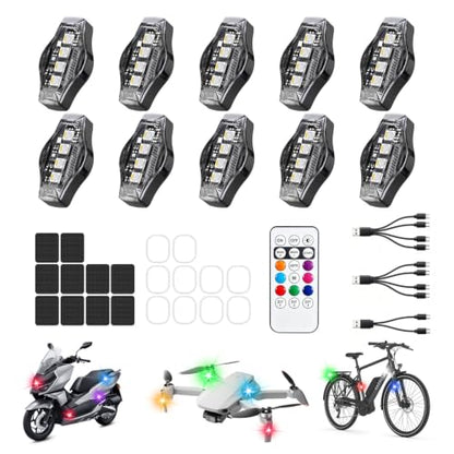 10PCS Wireless LED Strobe Lights High Bright Anti Collision Warning Light - size: 10-in-1