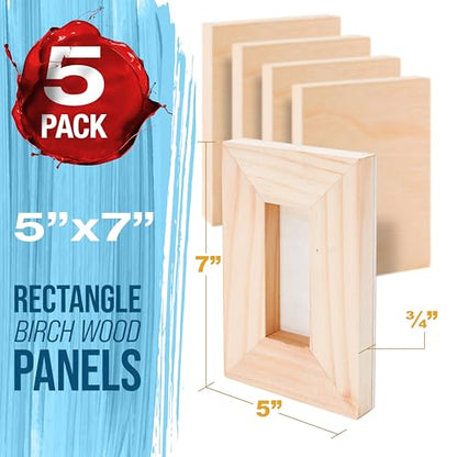 U.S. Art Supply 5" x 7" Unfinished Cradled Wood Panels for Painting - size: 5" x 7"