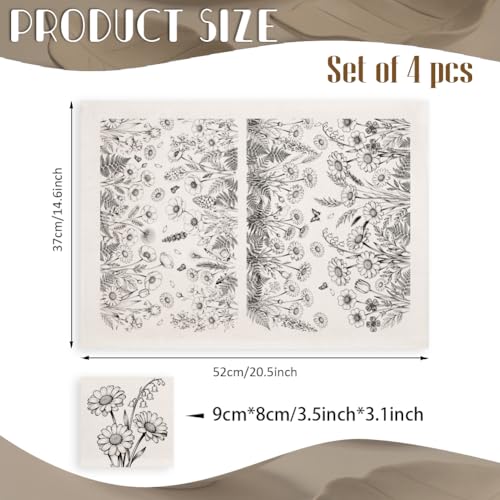 EVERJOYCRAFT 4pcs Underglaze Transfers for Pottery Daisies Ceramic Decal - color: Daisies Bushes