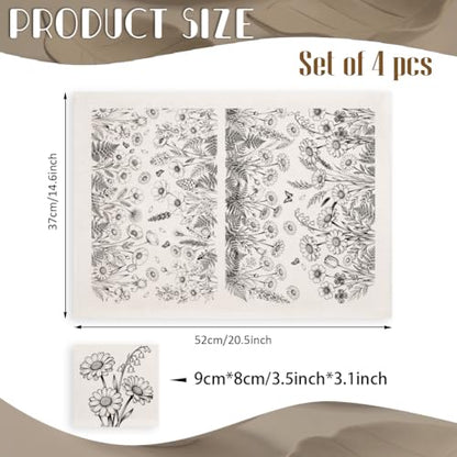 EVERJOYCRAFT 4pcs Underglaze Transfers for Pottery Daisies Ceramic Decal - color: Daisies Bushes