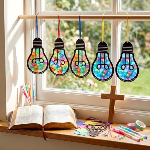 Eersida 32 Pcs Vbs Suncatcher Craft Kit Stained Glass DIY - style: VBS