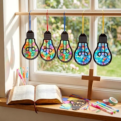 Eersida 32 Pcs Vbs Suncatcher Craft Kit Stained Glass DIY - style: VBS