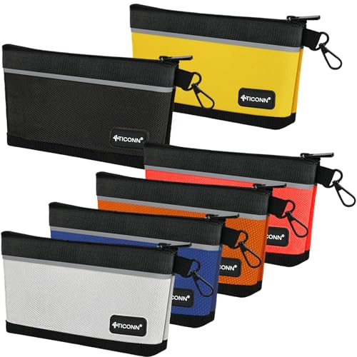 TICONN 6PK Tool Pouches with Zipper, Waterproof 1680D Oxford Small Tool Bag - size: Colored, 6 Pack Combo