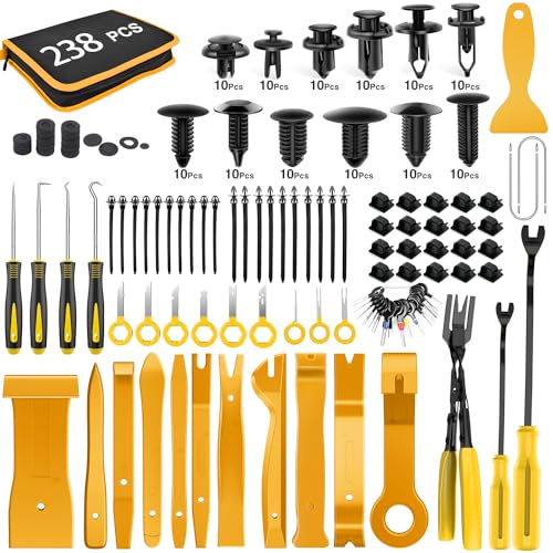GOOACC 238Pcs Trim Removal Tool Auto Push Pin Bumper Retainer Clip Set - color: 120Pcs Clips + 118 Remover Yellow