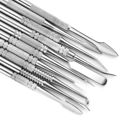 TOVOT 10PCS Stainless Steel Clay Sculpting Tools Metal Sculpting Tools Double-Side Clay Modeling Tools Wax Carving Tools (Silver) - color: Silver