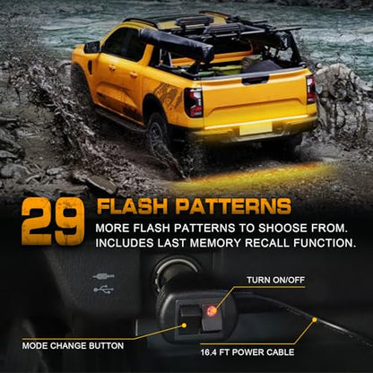 XRIDONSEN 48 inch 288 LED Tailgate Strobe Lights Amber Emergency Lights - color: Amber