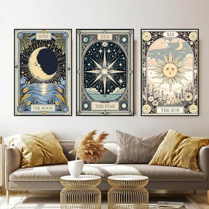 Axquilon 3 Pack Framed Paint by Numbers Kit for Adults 8x10in - color: 3 Pack Tarot with Easel-2