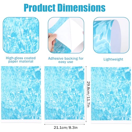 Penitue 6 Sheets Ripple Water Paper, Self-Adhesive Realistic Artificial Ripple Water Effect Paper for DIY Craft Decor Ocean Diorama Miniature River Scenery Sand Table Model (Style B) - style: Style B
