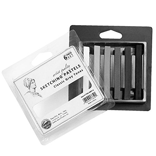 Pacific Arc - Sketching Pastel Set, 6pc, Semi-soft, Grey - color: Grey Color 6pc