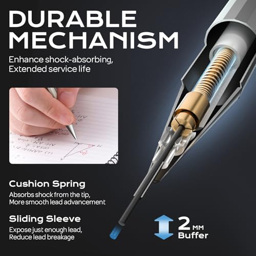 Nicpro 8 Pack Mechanical Pencil 0.7mm, MB1000 Metal Mechanical Pencil Set - style: 8 Pack （0.7mm）