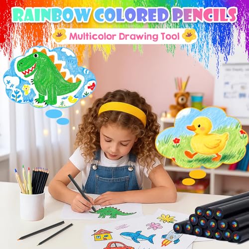 24 Pcs Rainbow Pencils Multi-Color Pencils for Kids Art Supplies 2 Boxes