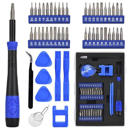 Electronics Precision Screwdriver Set: 50PCS Multi-Function Tool Kit, Foam Insert Storage & Ergonomic Handle, and Replaceable Screwdriver Bits for Computer Laptops and Phone Repair - color: Blue