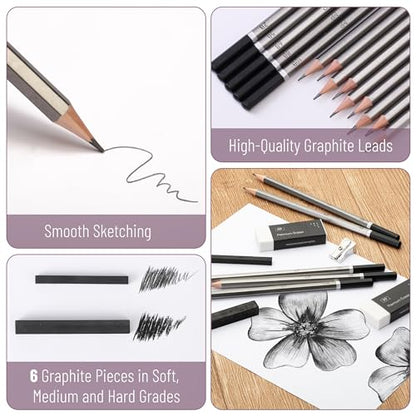 Mr. Pen- Drawing Sketching Pencil Set, 25 pcs, Graphite Pencils (10B-6H) - size: 25 Count