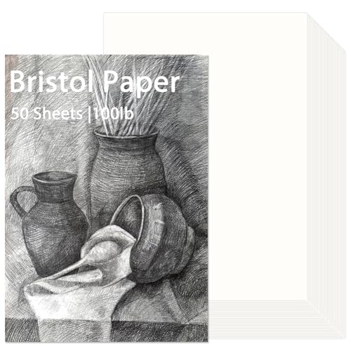 gisgfim 50 Sheets Bristol Paper Smooth 11x17 inches 100lb/270g - size: 11x17