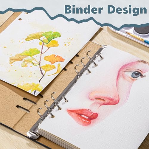 Prudiut Watercolor Sketchbook, 30 Sheets, 140 lb Cold Press, 9.1 x 6.3 - color: Blue