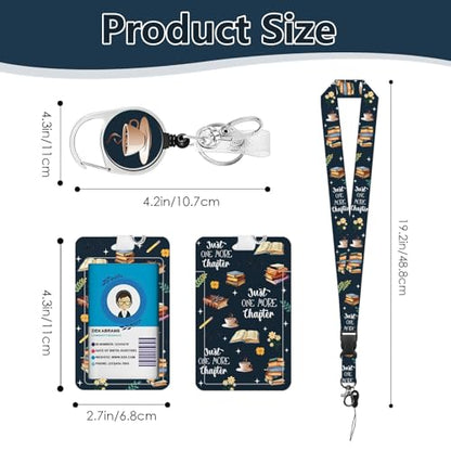 Book Lover Lanyards for ID Badge, ID Badge Holder with Retractable Reel - color: Reading