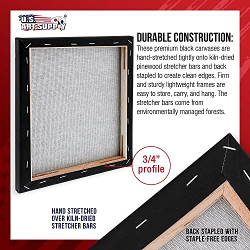 U.S. Art Supply 16"x16" Black Stretched Canvas for Painting, 3/4", 4-Pack - size: 16" x 16"