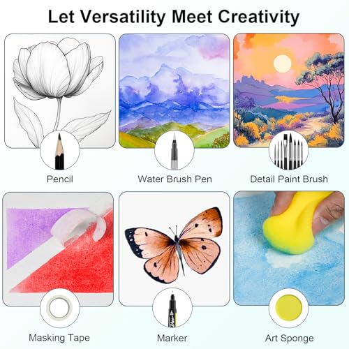 Smallbudi All in One Watercolor Paint Set 168 Colors with Portable Box