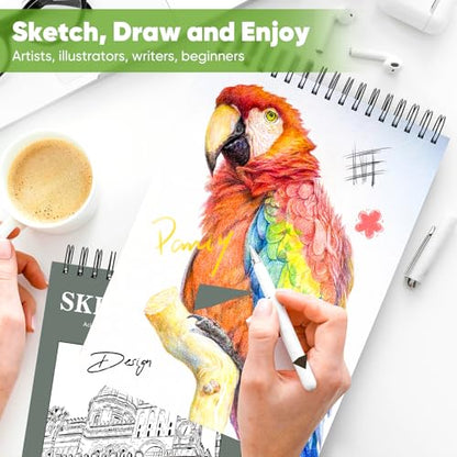 Soucolor Sketch Book 9x12, Drawing Paper Pad 68lb/100gsm Acid-Free - color: Green, size: 9" x 12" (Pack of 1)