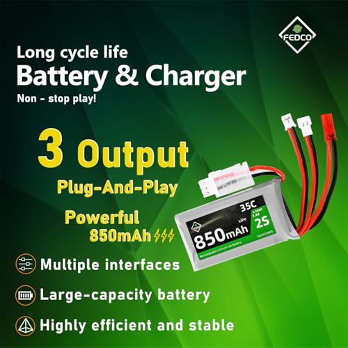 7.4V 2S 35C 850mAh LiPo Battery with USB Charger for 1/24 RC Car - size: 850mah 7.4V
