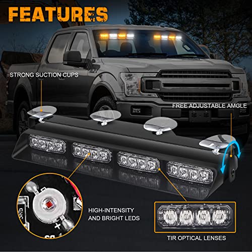 XRIDONSEN 2 in 1 2x 14 inch Strobe Light Bar - color: Amber/White