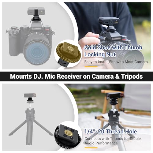 JJC Anti-Slip Cold Shoe Mount Adapter for DJI Mic 2 Receiver,with 1/4"-20 - size: for DJI Mic2 Only