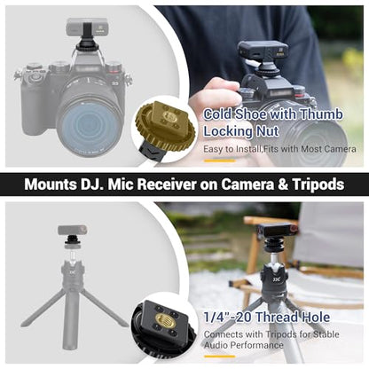 JJC Anti-Slip Cold Shoe Mount Adapter for DJI Mic 2 Receiver,with 1/4"-20 - size: for DJI Mic2 Only