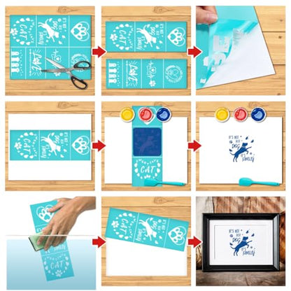 2pcs Dog Paw Print Self-Adhesive Silk Screen Transfer Stencil - Love Cat Printing Mesh 11x8.5 Reusable for DIY Painting on Wood Fabric Chalks Home Decor - style: 2pcs Dog Silk Screen Stencil