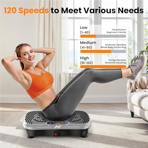 AXV Vibration Plate Exercise Machine Fitness Platform Body Vibrating Board - color: BT.PRO.SILVER