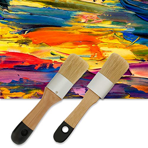 U.S. Art Supply 2-Piece Oval and Round Chalk, Wax and Stencil Brushes