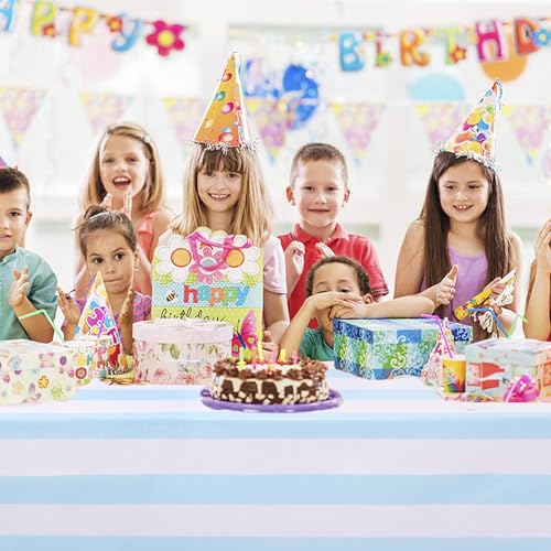 Kesfey Light Blue Striped Tablecloth Vertical Stripe Table Cover 3 Packs - color: Haze Blue Verticall Striped