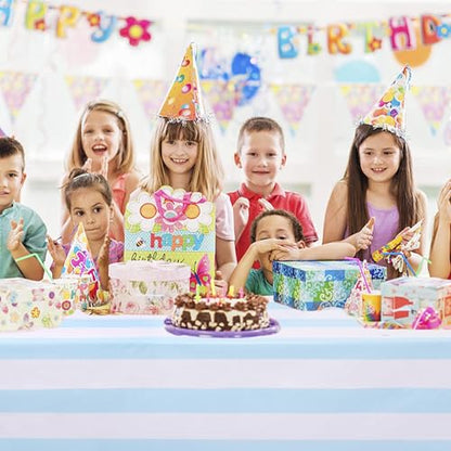 Kesfey Light Blue Striped Tablecloth Vertical Stripe Table Cover 3 Packs - color: Haze Blue Verticall Striped