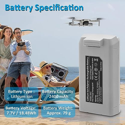 COOLSHOW 2-Pack 2400mAh Intelligent Flight Battery Rechargeable Compatible with DJI Mini 2/2 SE/SE/Mini 4K Drone,31 Mins Max Flight Time - size: 2 Batteries