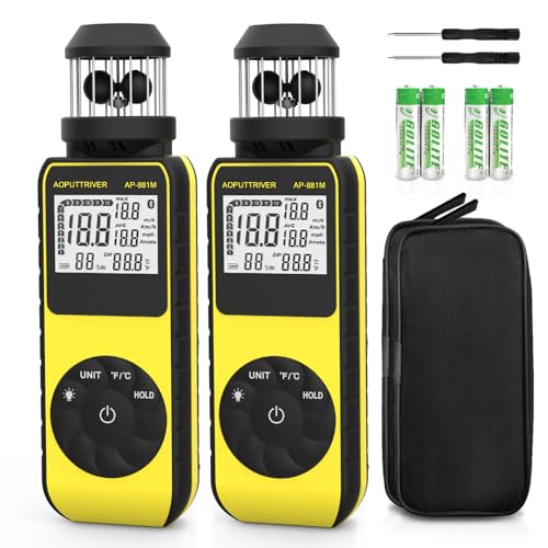 2-Pack Wind Cup Anemometer 93MPH 360° Compass 5 Units Temp HVAC Tripod - color: 881M-2PCS