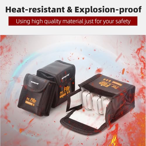 CAPART Battery Safe Bag for DJI Flip Drone Accessories, Fire-proof Explosion-proof Battery Safe Pouch for Charging and Storage (Large Size for 3pcs Batteries)