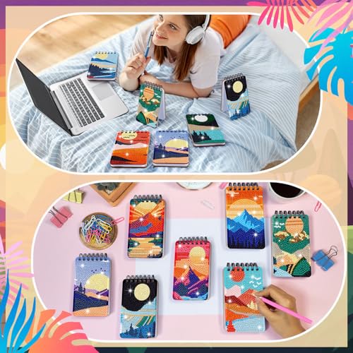 Fuyoooo 12 Pcs Landscape Diamond Art Notebook for Adults, 4.72 x 2.83 Inch - style: Landscape