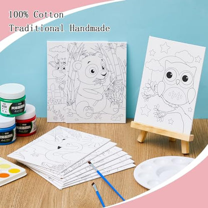 Ctosree 12 Pcs Pre Drawn Canvas for Painting for Kids, 5x7'', Animals - style: Animal