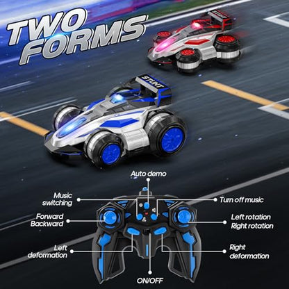 High Speed Drift Remote Control Stunt Deformation Car,Kid's Gifts - color: Blue