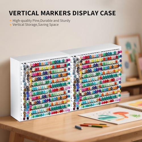 AUTOARK Wooden Marker Storage Organizer, White, AHK-066 - size: 270 Markers