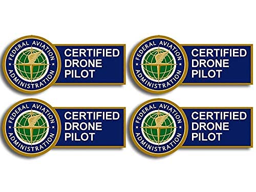 4-Pack: Certified Drone Pilot Sticker (FAA Vinyl Fly Decal Flying Aviation Set Pack (1 x 2 inch Each)