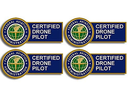 4-Pack: Certified Drone Pilot Sticker (FAA Vinyl Fly Decal Flying Aviation Set Pack (1 x 2 inch Each)