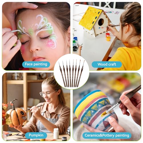 Detail Paint Brushes Set, 10 pcs Miniature Brushes for Fine Detailing - color: Brown