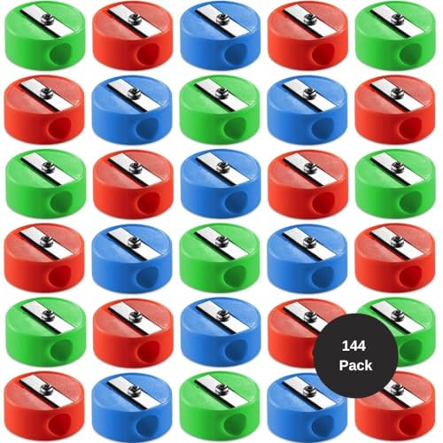 Mini Pencil Sharpeners (144-Pack) Pocket Handheld Colored Pencil Sharpeners