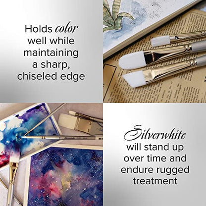 Silver Brush Limited Silverwhite Beginning Class Watercolor Brush Set, 6pc - style: 6 Pc, Beginning Class Set