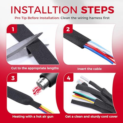 2 in 1 Braided Heat Shrink Tubing Wire Wrap Coed Protect 1"-22FT - size: 1"(25mm), style: 22FT