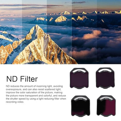 4 Pack Multi Coating ND Filter Set ND8 ND16 ND32 ND64, Aluminum Frame Lens Accessories for O4 Air Unit Pro Drone, Reduce Scatter Light