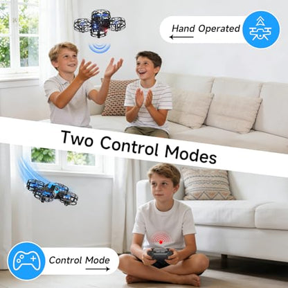 4DRC V18 Mini Drone for Kids Beginners, RC Quadcopter with 2 Control Modes, Headless Mode, Altitude Hold, Auto Hover, 3 Speeds, 3D Flips, LED Lights, 2 Batteries, Gift Toy for Boys