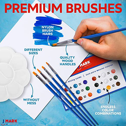 J MARK Paint and Canvas Set – Mini Canvas Acrylic Painting Kit with Wooden Easel, Canvases, Acrylic Paint, Brushes & Palette, Canvas Paint Set, Painting Kit for Adults & Kids - color: 14 Pcs